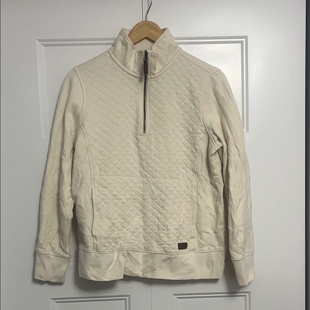 L.L. Bean cream quilted quarter zip